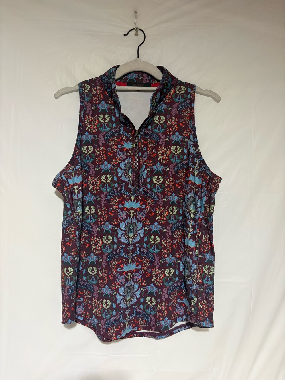 Greyson Multicolor Floral Zip-Front Sleeveless Tank